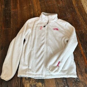 The North Face Women’s White Fleece Jacket- Breast Cancer Awareness